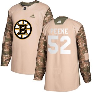 Andrew Peeke Youth Adidas Boston Bruins Authentic Camo Veterans Day Practice Jersey