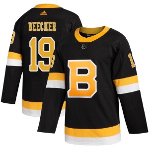 Johnny Beecher Men's Adidas Boston Bruins Authentic Black Alternate Jersey