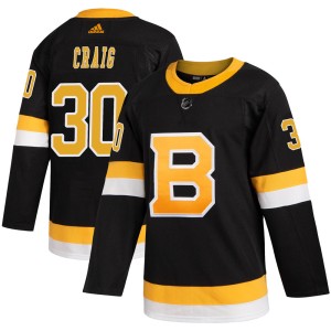 Jim Craig Men's Adidas Boston Bruins Authentic Black Alternate Jersey