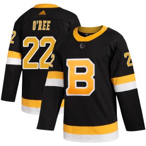 Willie O'ree Men's Adidas Boston Bruins Authentic Black Alternate Jersey