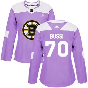 Brandon Bussi Women's Adidas Boston Bruins Authentic Purple Fights Cancer Practice Jersey