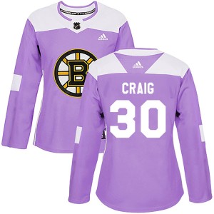 Jim Craig Women's Adidas Boston Bruins Authentic Purple Fights Cancer Practice Jersey