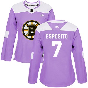 Phil Esposito Women's Adidas Boston Bruins Authentic Purple Fights Cancer Practice Jersey