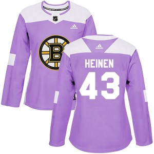Danton Heinen Women's Adidas Boston Bruins Authentic Purple Fights Cancer Practice Jersey