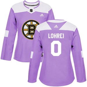 Mason Lohrei Women's Adidas Boston Bruins Authentic Purple Fights Cancer Practice Jersey