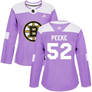 Andrew Peeke Women's Adidas Boston Bruins Authentic Purple Fights Cancer Practice Jersey