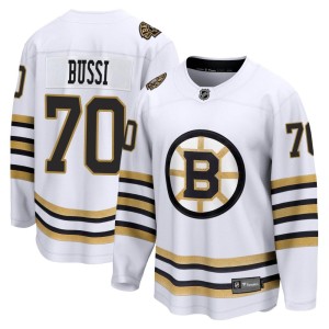 Brandon Bussi Men's Fanatics Branded Boston Bruins Premier White Breakaway 100th Anniversary Jersey