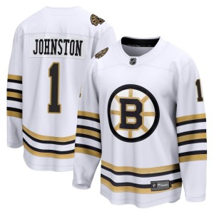 Eddie Johnston Men's Fanatics Branded Boston Bruins Premier White Breakaway 100th Anniversary Jersey