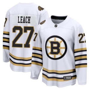 Reggie Leach Men's Fanatics Branded Boston Bruins Premier White Breakaway 100th Anniversary Jersey