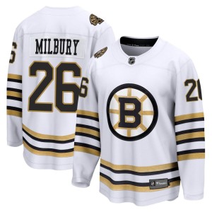 Mike Milbury Men's Fanatics Branded Boston Bruins Premier White Breakaway 100th Anniversary Jersey