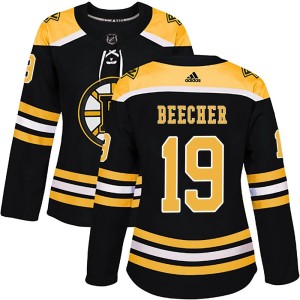 Johnny Beecher Women's Adidas Boston Bruins Authentic Black Home Jersey