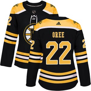 Willie O'ree Women's Adidas Boston Bruins Authentic Black Home Jersey