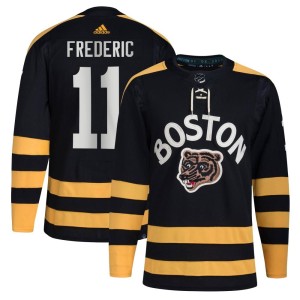 Trent Frederic Youth Adidas Boston Bruins Authentic Black 2023 Winter Classic Jersey