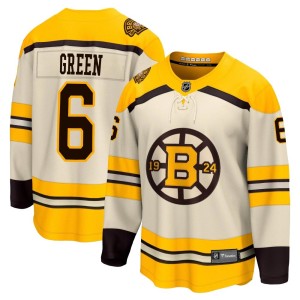 Ted Green Men's Fanatics Branded Boston Bruins Premier Green Breakaway Cream 100th Anniversary Jersey