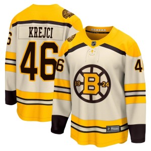 David Krejci Men's Fanatics Branded Boston Bruins Premier Cream Breakaway 100th Anniversary Jersey