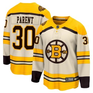 Bernie Parent Men's Fanatics Branded Boston Bruins Premier Cream Breakaway 100th Anniversary Jersey