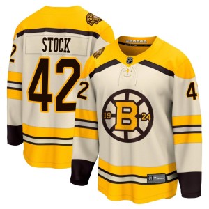 Pj Stock Men's Fanatics Branded Boston Bruins Premier Cream Breakaway 100th Anniversary Jersey