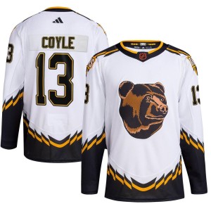Charlie Coyle Men's Adidas Boston Bruins Authentic White Reverse Retro 2.0 Jersey