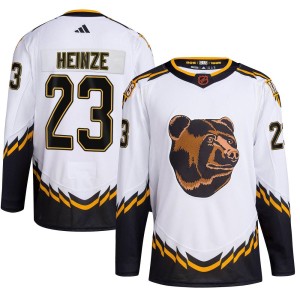 Steve Heinze Men's Adidas Boston Bruins Authentic White Reverse Retro 2.0 Jersey