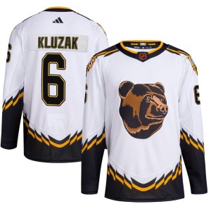 Gord Kluzak Men's Adidas Boston Bruins Authentic White Reverse Retro 2.0 Jersey