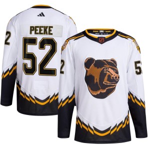 Andrew Peeke Men's Adidas Boston Bruins Authentic White Reverse Retro 2.0 Jersey