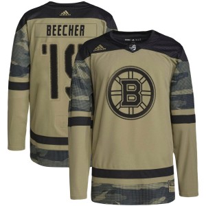 Johnny Beecher Youth Adidas Boston Bruins Authentic Camo Military Appreciation Practice Jersey