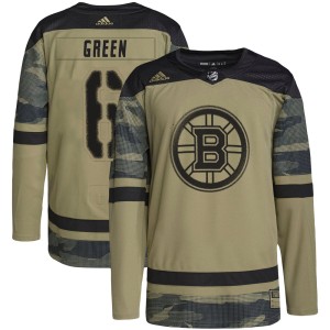 Ted Green Youth Adidas Boston Bruins Authentic Green Camo Military Appreciation Practice Jersey