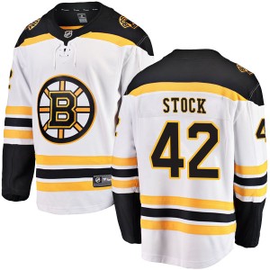 Pj Stock Men's Fanatics Branded Boston Bruins Breakaway White Away Jersey