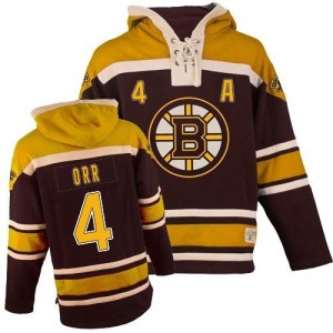 Bobby Orr Youth Boston Bruins Authentic Black Old Time Hockey Sawyer Hooded Sweatshirt