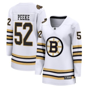 Andrew Peeke Women's Fanatics Branded Boston Bruins Premier White Breakaway 100th Anniversary Jersey