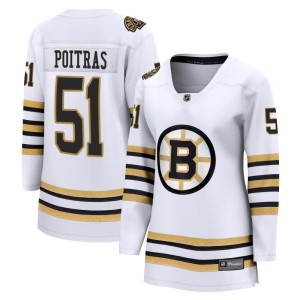 Matthew Poitras Women's Fanatics Branded Boston Bruins Premier White Breakaway 100th Anniversary Jersey