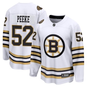 Andrew Peeke Youth Fanatics Branded Boston Bruins Premier White Breakaway 100th Anniversary Jersey