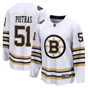 Matthew Poitras Youth Fanatics Branded Boston Bruins Premier White Breakaway 100th Anniversary Jersey