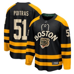 Matthew Poitras Men's Fanatics Branded Boston Bruins Breakaway Black 2023 Winter Classic Jersey
