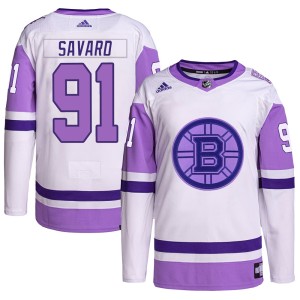 Marc Savard Men's Adidas Boston Bruins Authentic White/Purple Hockey Fights Cancer Primegreen Jersey
