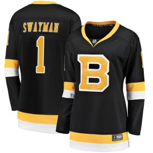 Jeremy Swayman Women's Fanatics Branded Boston Bruins Premier Black Breakaway Alternate Jersey