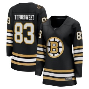 Luke Toporowski Women's Fanatics Branded Boston Bruins Premier Black Breakaway 100th Anniversary Jersey