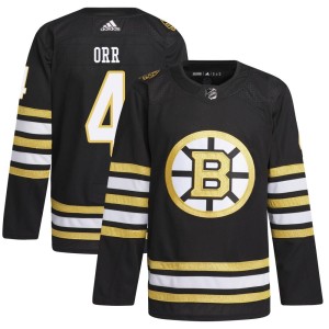 Bobby Orr Youth Adidas Boston Bruins Authentic Black 100th Anniversary Primegreen Jersey