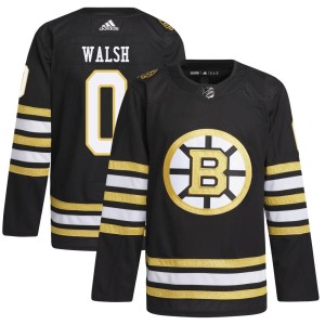 Reilly Walsh Youth Adidas Boston Bruins Authentic Black 100th Anniversary Primegreen Jersey