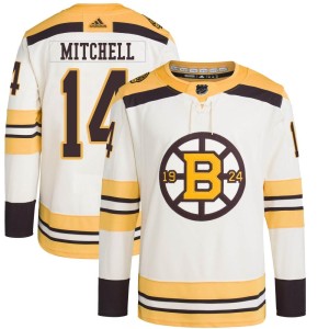 Ian Mitchell Youth Adidas Boston Bruins Authentic Cream 100th Anniversary Primegreen Jersey