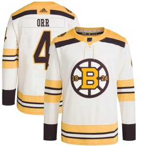 Bobby Orr Youth Adidas Boston Bruins Authentic Cream 100th Anniversary Primegreen Jersey