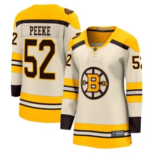 Andrew Peeke Women's Fanatics Branded Boston Bruins Premier Cream Breakaway 100th Anniversary Jersey