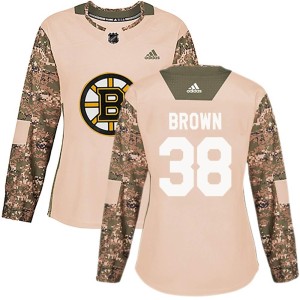 Patrick Brown Women's Adidas Boston Bruins Authentic Brown Camo Veterans Day Practice Jersey