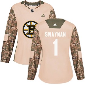 Jeremy Swayman Women's Adidas Boston Bruins Authentic Camo Veterans Day Practice Jersey