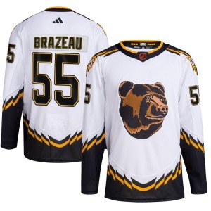 Justin Brazeau Youth Adidas Boston Bruins Authentic White Reverse Retro 2.0 Jersey