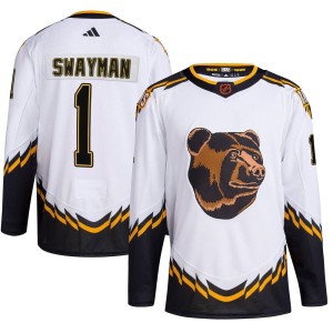 Jeremy Swayman Youth Adidas Boston Bruins Authentic White Reverse Retro 2.0 Jersey