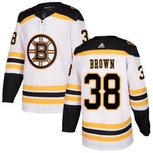 Patrick Brown Men's Adidas Boston Bruins Authentic White Away Jersey