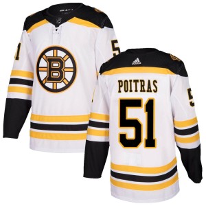 Matthew Poitras Men's Adidas Boston Bruins Authentic White Away Jersey