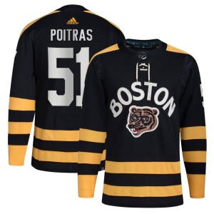 Matthew Poitras Men's Adidas Boston Bruins Authentic Black 2023 Winter Classic Jersey