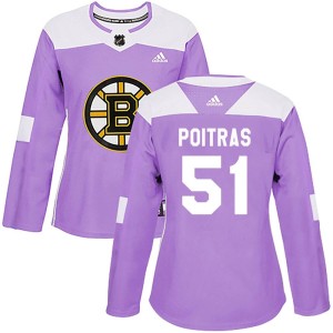 Matthew Poitras Women's Adidas Boston Bruins Authentic Purple Fights Cancer Practice Jersey
